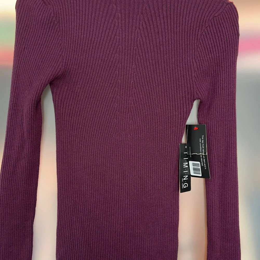 Timing Plum Ribbed Knit Top - Picture 1 of 3